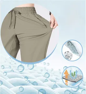 Détail du tissu en soie glacée extensible avec taille élastique pour pantalon de sport