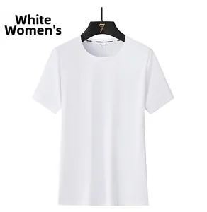 Detail of white ice silk modal T-shirt showing breathable fabric texture and crew neck