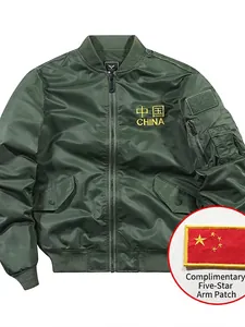 Blouson aviateur MA-1 vert olive classique avec broderie China et poche utilitaire