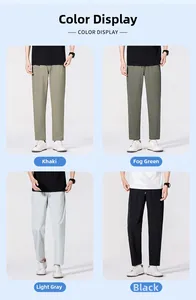 Détails des quatre couleurs pour pantalons de loisirs extensibles en soie glacée