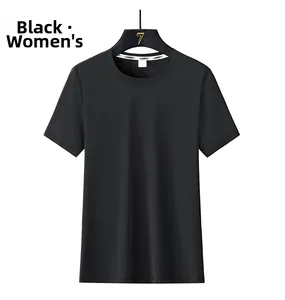 Close-up of black ice silk modal T-shirt featuring breathable mesh fabric texture