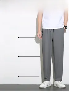 Detailed view of elastic waistband with drawstring and side hidden zipper pocket on men's pants