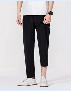 Détails du pantalon en soie glacée pour hommes avec taille élastique et cordon de serrage