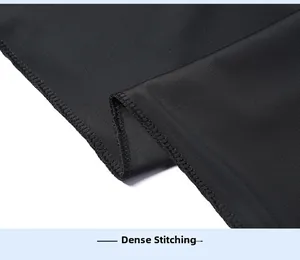 Detail view of tight stitching and high-quality seam on black ice silk pants