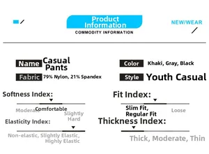 Detailed chart showing 79% nylon fabric composition and high elasticity features