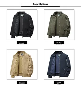 Dettaglio colori giacche bomber: nero, verde militare, kaki e blu scuro intenso
