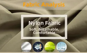 Macro shot of khaki nylon fabric showing breathable texture and wrinkle-resistant layers