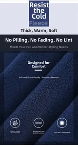 Macro detail of high-quality dark blue polar fleece fabric with thick warming texture