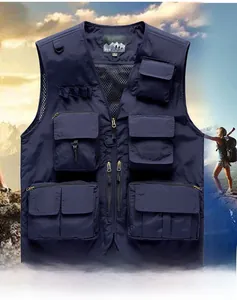 Detail of multi-pocket tactical vest showing detachable back and breathable mesh lining