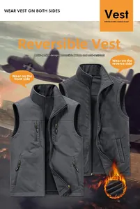 Close-up of double-sided fleece vest showing windproof fabric and warm textured fleece