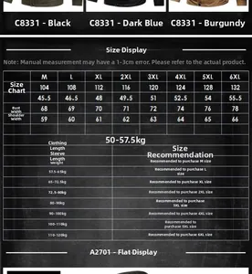Size chart for N1 naval deck jacket showing chest, shoulder and length from M up to 6XL