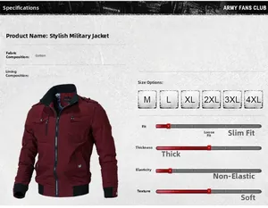 Détails de la veste cargo en coton comprenant épaulettes et poches de poitrine
