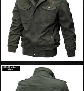 Detail view of military bomber jacket with U.S. ARMY patch and ribbed collar trim