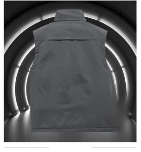 Detail view of double-sided fleece vest showing thermal inner layer and windproof back
