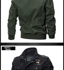 Detail of army style tactical jacket showing U.S. ARMY patches and multi-pocket design