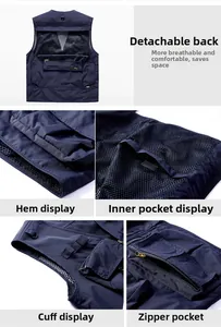 Detail of outdoor tactical vest with detachable back panel and breathable mesh structure