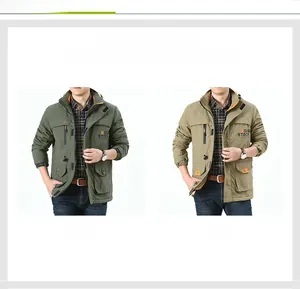 Herren-Outdoorjacken in Militärgrün und Khaki mit Taschen für Freizeit und Outdoor