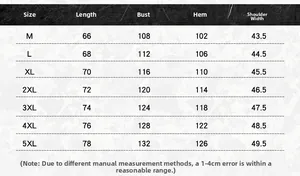 Detailed size chart for fleece vest showing measurements for M to 5XL sizes
