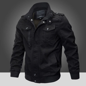 Men's vintage N1 black navy deck jacket with fleece lining and heavy canvas fabric