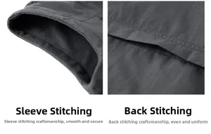 Detail view of double-stitched seams and warm fleece lining on charcoal outdoor vest