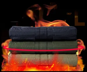 Men's winter padded jacket details showing three colors and horizontal quilting design