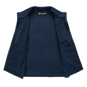 Gilet polaire bleu marine pour hommes avec plusieurs poches intérieures de sécurité