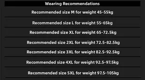 Size chart showing weight recommendations from M to 5XL for winter outdoor cargo jacket