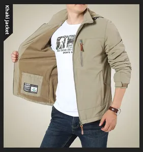 Detail view of khaki winter parka showing thick brown fleece lining and hooded design