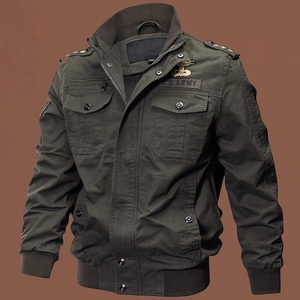 Detail view of U.S. ARMY embroidery and epaulettes on military cotton jacket