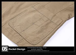 Dettaglio della tasca applicata del blazer in tela kaki con cuciture rinforzate