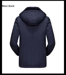 Back view of men's winter hooded parka with fleece lining and adjustable drawstring waist