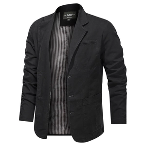 Giacca blazer casual nera da uomo con rever a dente e chiusura a tre bottoni