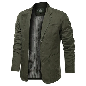 Blazer casual da uomo verde oliva con vestibilità strutturata e fodera interna a righe