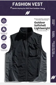 Dettaglio del gilet softshell impermeabile e traspirante con tecnologia a tripla protezione
