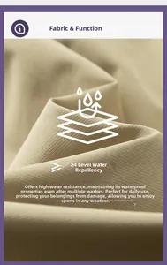 Detail of khaki twill fabric with level 4 water repellent coating and weave texture