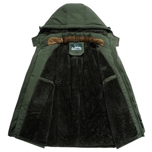 Veste à capuche d'hiver pour homme avec doublure polaire chaude en vert foncé