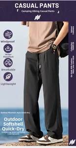 Detail of lightweight windproof outdoor hiking pants featuring breathable fabric and waterproof finish