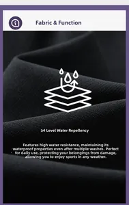 Close-up of waterproof black functional fabric with grade 4 water repellent coating