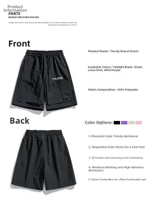 Detail of the tactical cargo shorts featuring water-repellent fabric and a cargo pocket