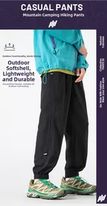 Detail of quick-dry functional outdoor hiking pants with technical wear-resistant fabric