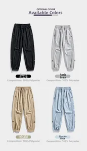 Outdoor cargo pants in four colors with 100% polyester fabric and zipped leg details