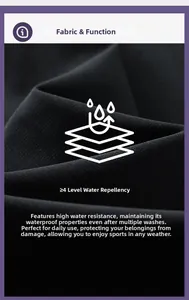 Detail of black waterproof twill fabric with grade 4 water repellency for cargo shorts