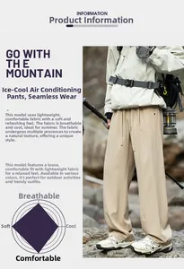 Detail showing breathable ice silk fabric of men's lightweight outdoor casual hiking pants