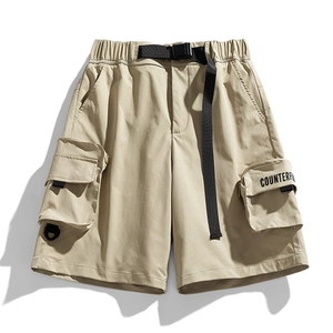 Women Retro Functional Cargo Shorts Water Repellent Polyester Outdoor Casual Pants With Adjustable Buckle Belt And Large Pockets