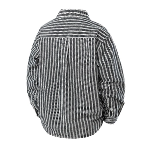 Relaxed fit black and white herringbone long-sleeved shirt with back pleat detail