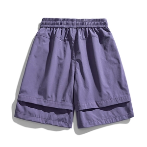 Short de loisirs violet d'été avec taille élastique et design unique à double ourlet