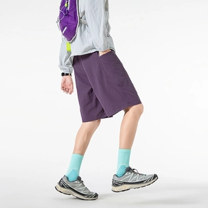 Men's dark purple quick-dry shorts with side pockets for summer hiking and outdoor sports