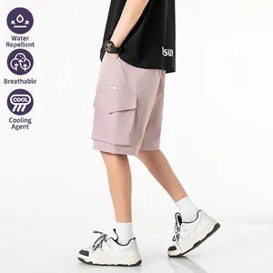 Short cargo homme mauve clair avec poches latérales et tissu respirant haute qualité