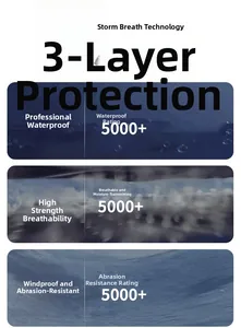 Waterproof jacket tech detail showing 5000+ index for windproof and breathable performance