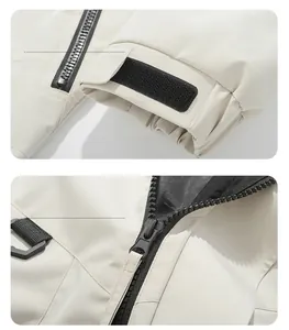 Detailed view of adjustable velcro cuffs and high-quality zipper on outdoor jacket